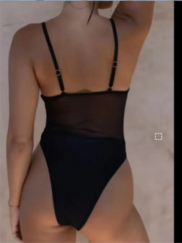 Tan Through One-Piece Swimsuit