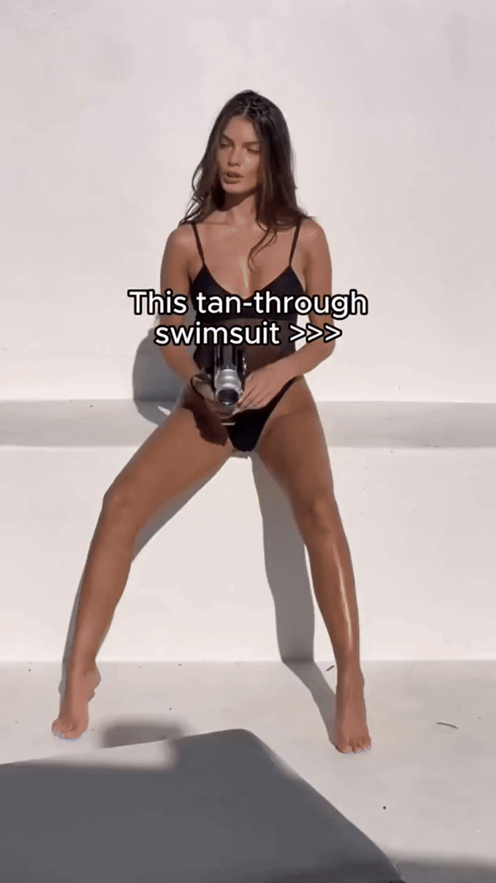 Tan Through One-Piece Swimsuit